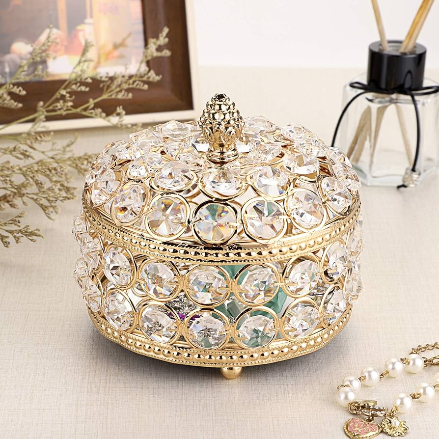 Amazon.com: Hipiwe Crystal Mirrored Jewelry Box - Jewelry Trinket
